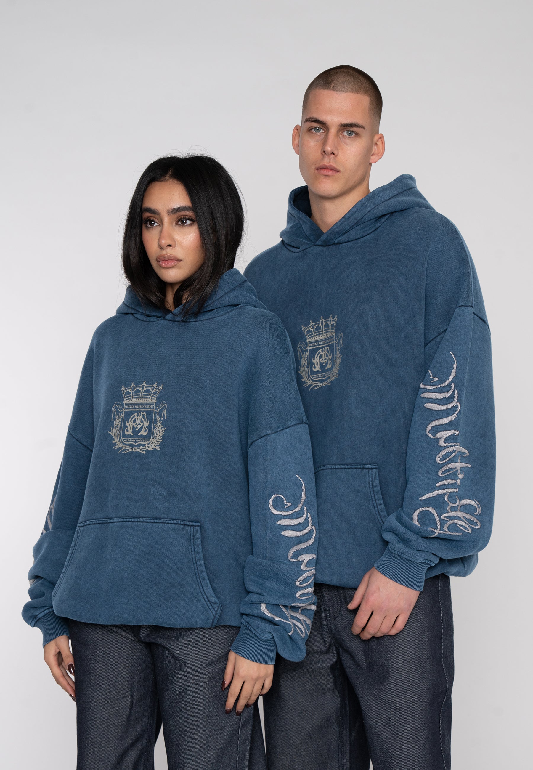 Oversize Hoodie ROYALTY Pageant Blue Washed Heavy Acid Washed