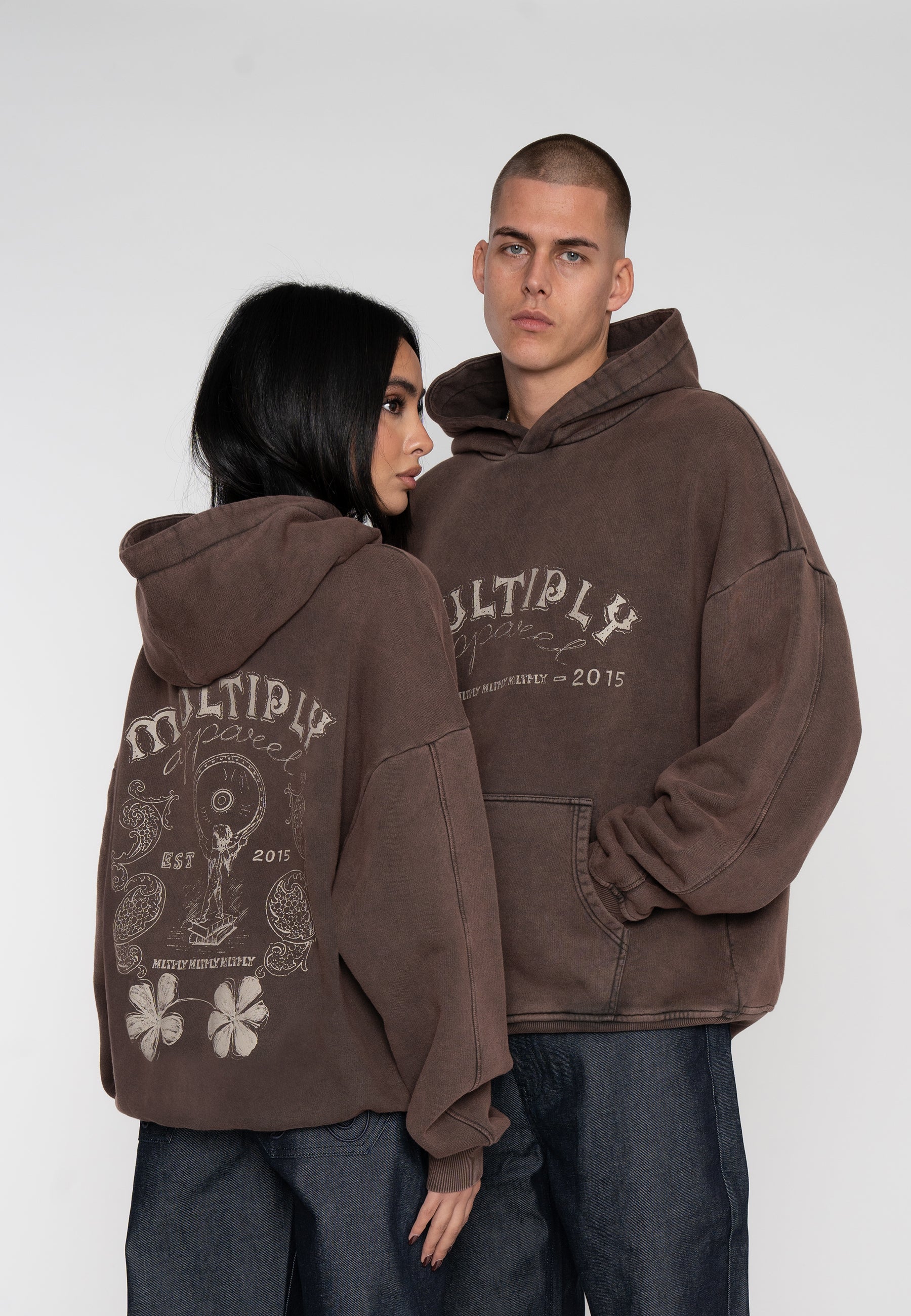 Oversize Hoodie AMPHITHEATER Turkish Coffee Heavy Acid Washed