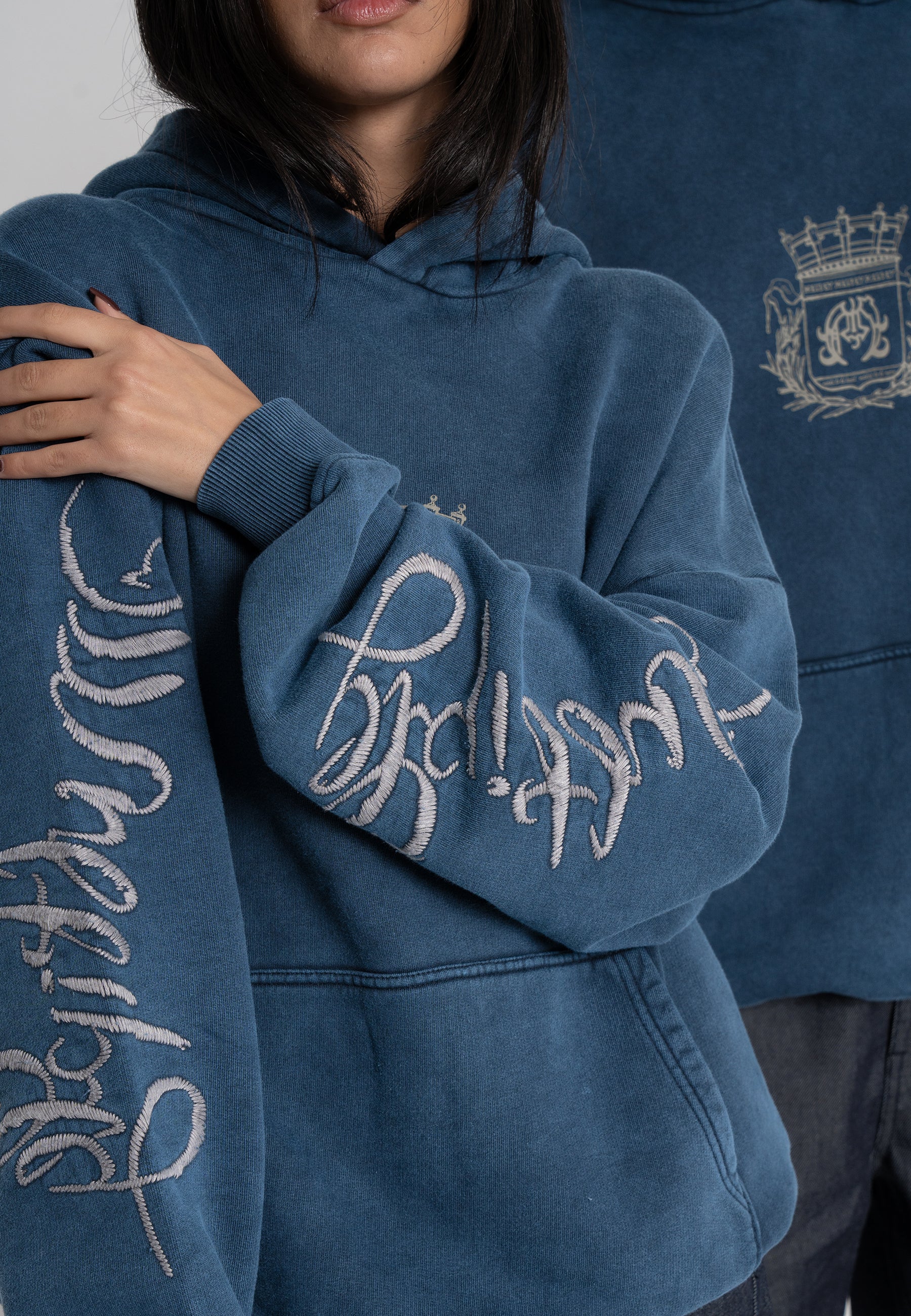 Oversize Hoodie ROYALTY Pageant Blue Washed Heavy Acid Washed