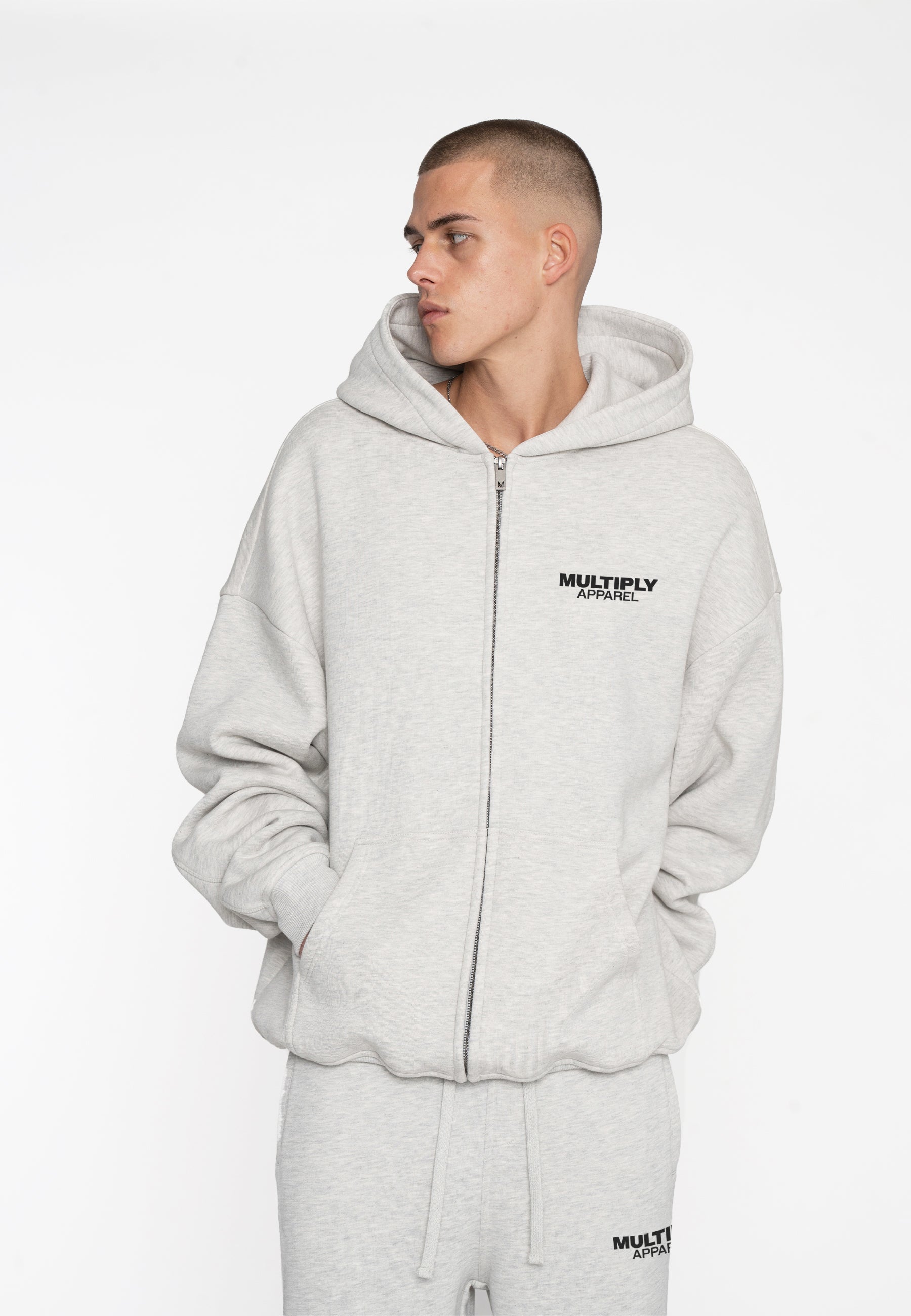 Oversize Zip Hoodie BUFF Grey Melange