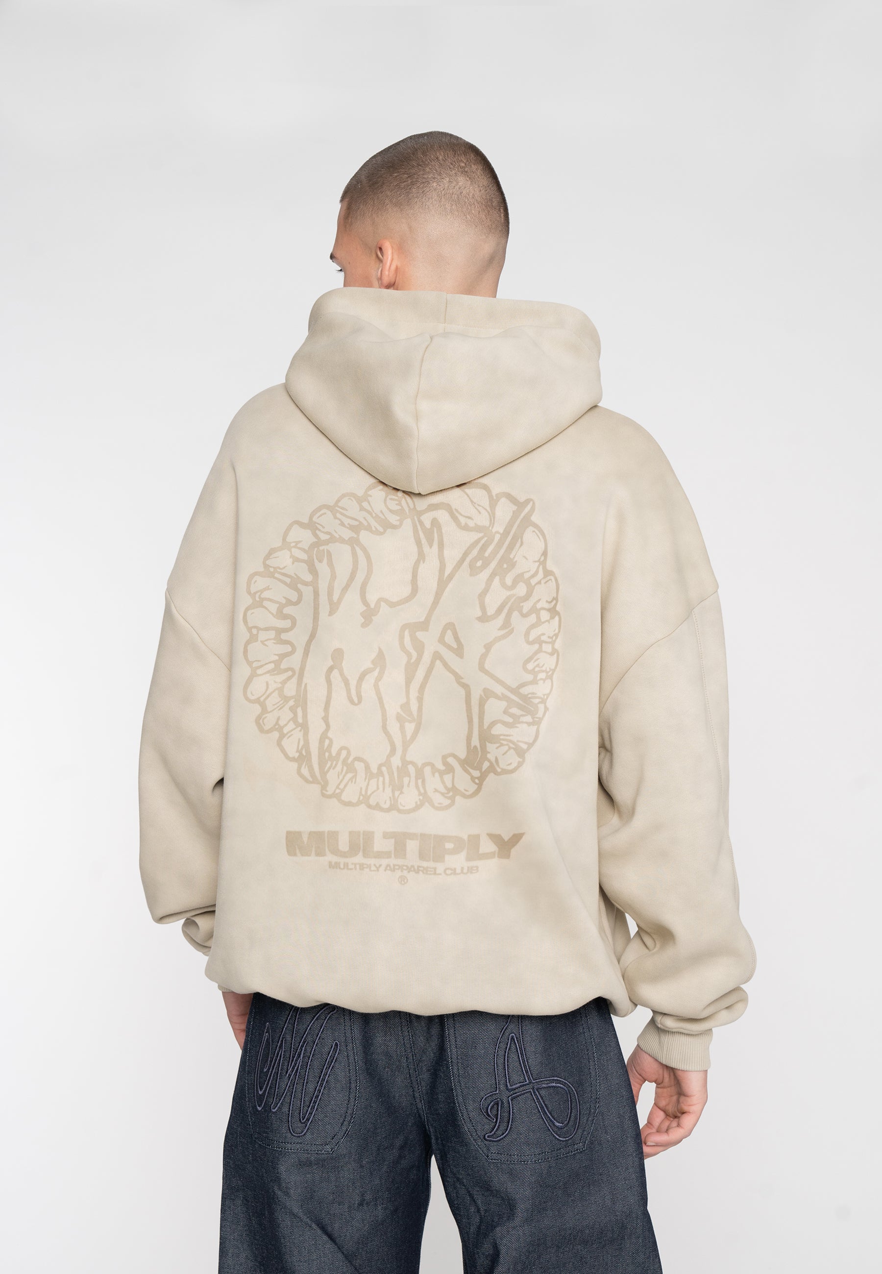 Oversize Hoodie SPINE Spray Green Heavy Acid Washed